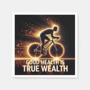 Goede gezondheid Poster met Neon fietser Servet