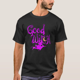 Goede heks Halloween heks vliegen op bezem stok T-shirt