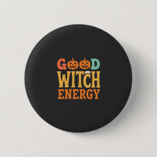 Goede Heksen Energie Halloween Pompoen Ontwerp_1 Ronde Button 5,7 Cm