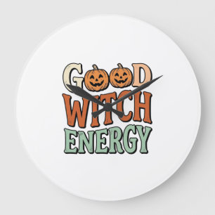 Goede Heksen Energie Vintage Halloween Vector Ontw Grote Klok
