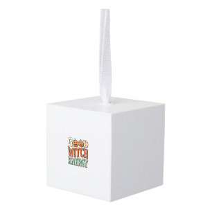 Goede Heksen Energie Vintage Halloween Vector Ontw Kubus Ornament