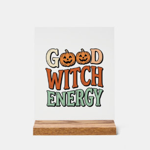 Goede Heksenenergie Vintage Halloween Vectorontwer Acryl Bord