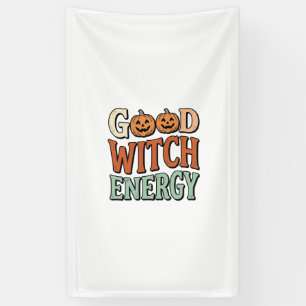 Goede Heksenenergie Vintage Halloween Vectorontwer Spandoek