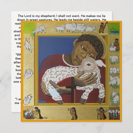 Goede Herder en verloren schaap Platte Kaart (Voorkant / Achterkant)