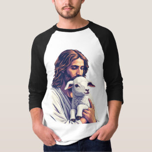 Goede Herder: Jezus met Lam Raglan T-shirt