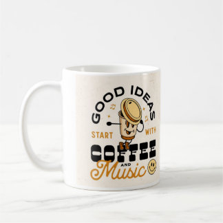 Goede ideeën beginnen met koffie en muziek koffiemok