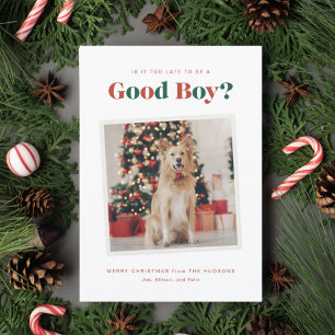 Goede Jongen Hond Kerstmis Fotokaart Feestdagenkaart