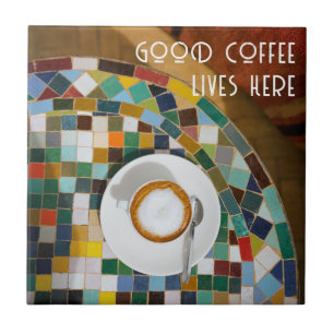 Goede koffie woont hier, koffiefoto tegeltje