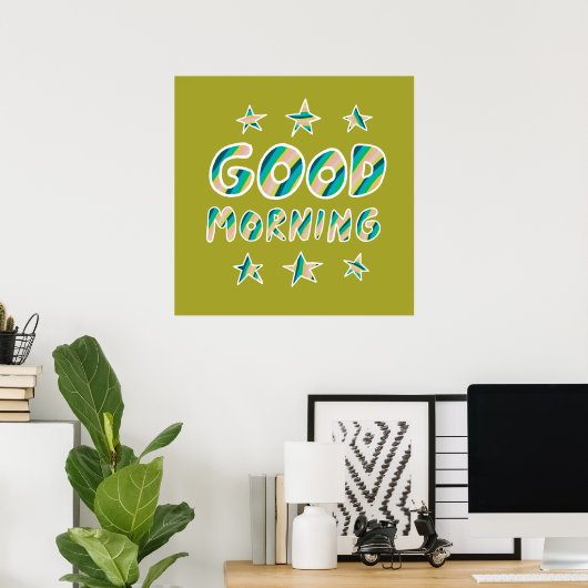GOEDE MORGEN, kleurrijke koel- en vun-sterren Poster (Thuiskantoor)