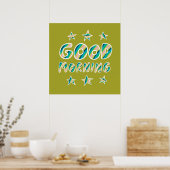 GOEDE MORGEN, kleurrijke koel- en vun-sterren Poster (Keuken)