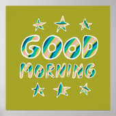 GOEDE MORGEN, kleurrijke koel- en vun-sterren Poster (Voorkant)