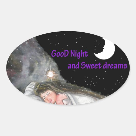 Goede nacht ovale sticker (Voorkant)