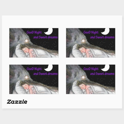 Goede nacht rechthoekige sticker (Vel)