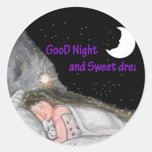 Goede nacht ronde sticker (Voorkant)
