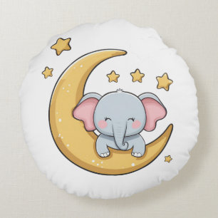 Goede nacht slaperige baby olifant rond kussen