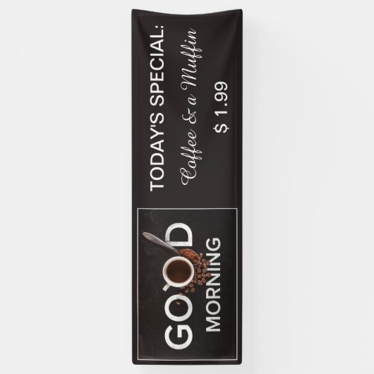 Goede ochtend aangepaste tekst Koffie Winkelbanner Spandoek (Verticaal)