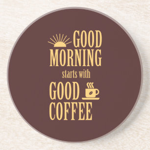 Goede ochtend begint met goede koffie zandsteen onderzetter