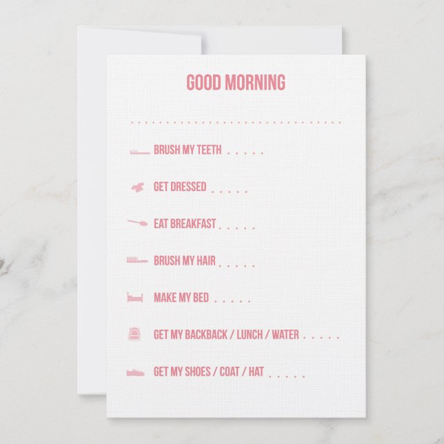 Goede ochtendroutine checklist / Roze (Voorkant)