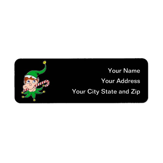 Goede Pixie op Zwart Mailing Label (Voorkant)