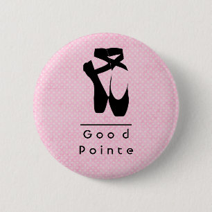 Goede Pointe. Zwarte balletschoenen en gekleurd Ronde Button 5,7 Cm