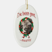 Goede Pug...meestal! Kerstovaal Ornament (Rechts)