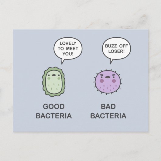 Goede, slechte bacteriën briefkaart (Voorkant)