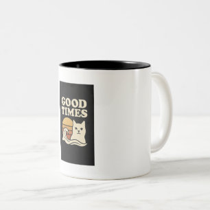 Goede tijden Retro -  positieve vibes Tweekleurige Koffiemok