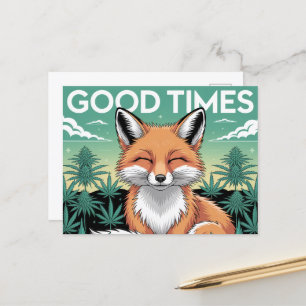 Goede Tijden Rode Vos in een Onkruidveld Briefkaart