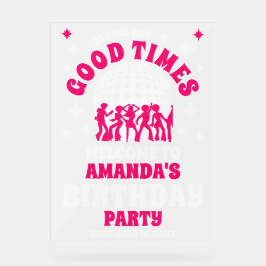 Goede tijden Verjaardagsfeest Welkom Frosted Acryl Bord (Voorkant)