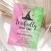 Goede Verjaardag, Pink Green Witch Pet Kaart