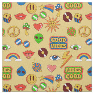 goede vibes alien groovy pop art 1970s stof