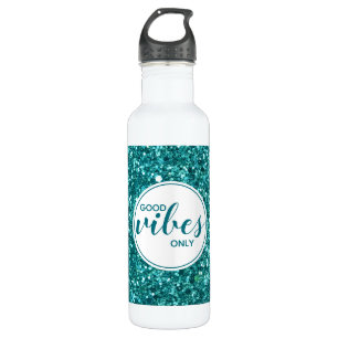 Goede Vibes alleen citaat typografie Turquoise Bli Waterfles