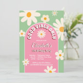 Goede vibes alleen groovy retro daisy verjaardagsu kaart (Staand voorkant)