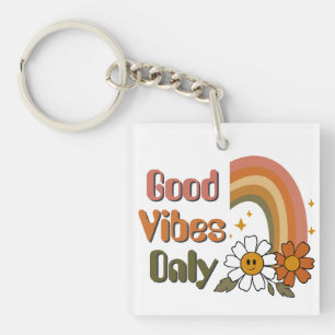 Goede Vibes Alleen Retro sleutelhanger