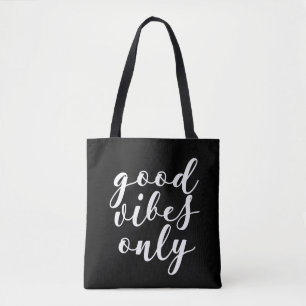 Goede vibes alleen zwarte canvas tas