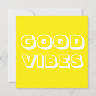 Goede Vibes, beste wensen, veel succes, geel wit Kaart