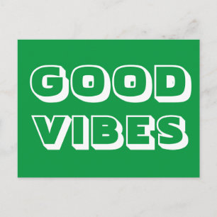 Goede Vibes, beste wensen, veel succes, groen wit Briefkaart