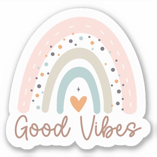Goede Vibes Boho Rainbow Sticker (Voorkant)