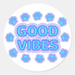 Goede Vibes Cartoon Dog schildert afdrukken Ronde Sticker