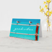 Goede vibes citaat zeemeeuw vogels strand oceaan f kaart (Gele Bloem)