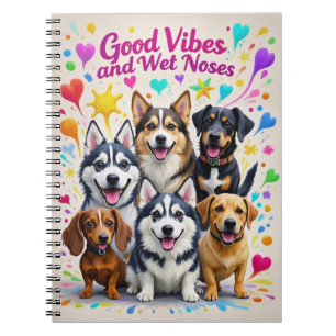 Goede vibes en natte neuzen Speelse doodles Notitieboek
