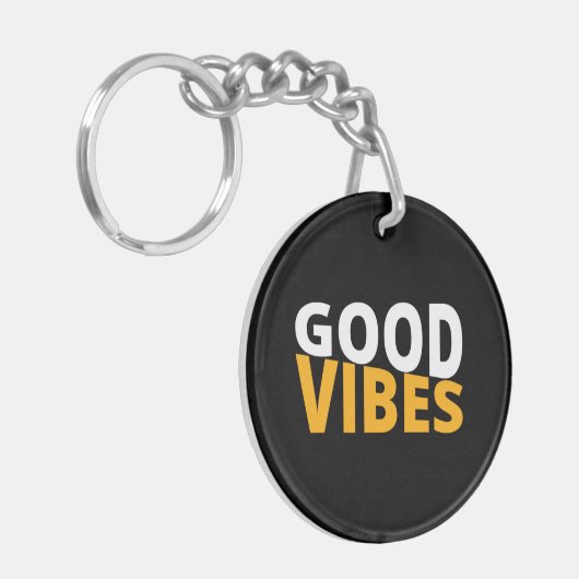 Goede Vibes Esthetisch Zwart Sleutelhanger (Voorkant Links)