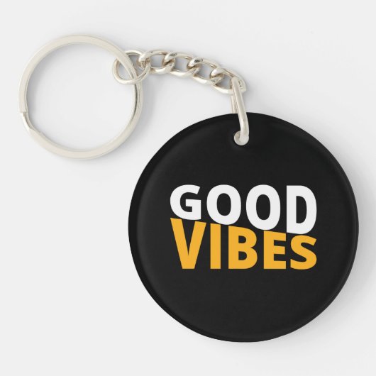 Goede Vibes Esthetisch Zwart Sleutelhanger (Voorkant)