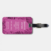 Goede Vibes Girly Tropische Paarse bladeren Bagagelabel (Achterkant horizontaal)