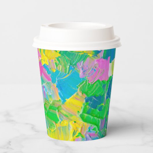 Goede Vibes kleurrijk Papieren Bekers (Achterkant)