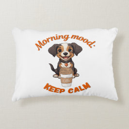 Goede Vibes & Koffie – Speelse Puppy Digitale Kuns Accent Kussen