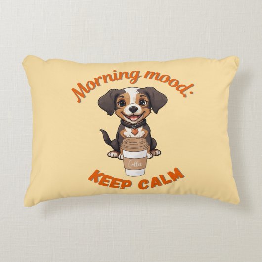 Goede Vibes & Koffie – Speelse Puppy Digitale Kuns Accent Kussen (Voorkant)