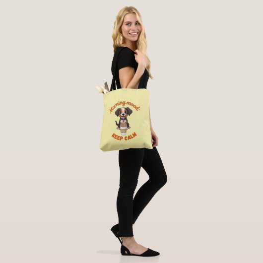 Goede Vibes & Koffie – Speelse Puppy Digitale Kuns Draagtas (Op model)