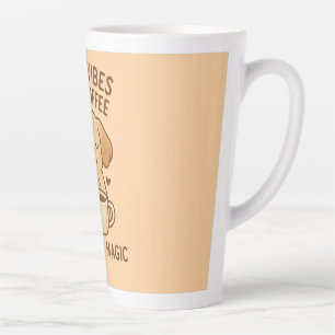 Goede Vibes & Koffie – Speelse Puppy Digitale Kuns Latte Mok