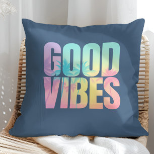 "Goede vibes" Levendig Tropisch citaat Kussen